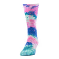 Rainbow acid print crew socks with ribbed cuff and cushioned half foot