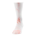 Medium crew sock with muted peach tie-dye pattern, ribbed knit and cushioned sole