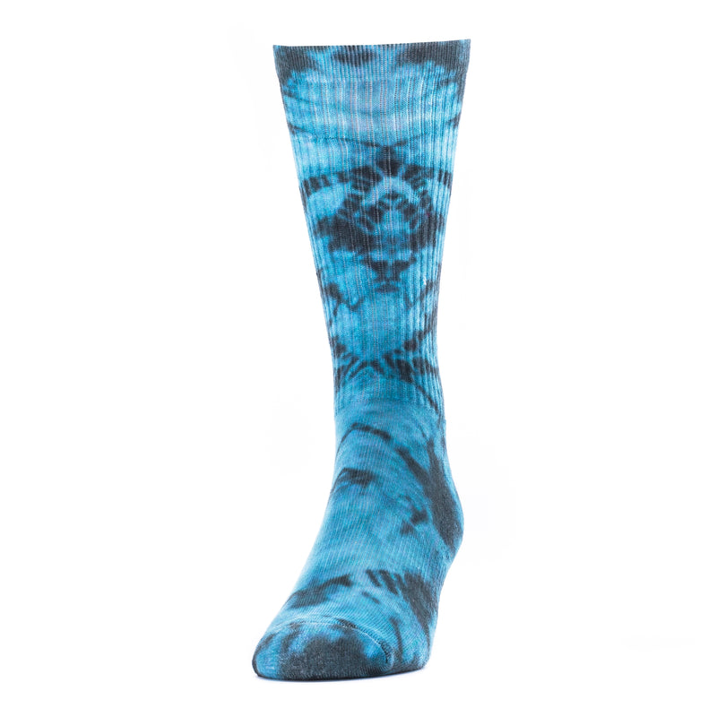 Mid-calf sock with tonal blue print