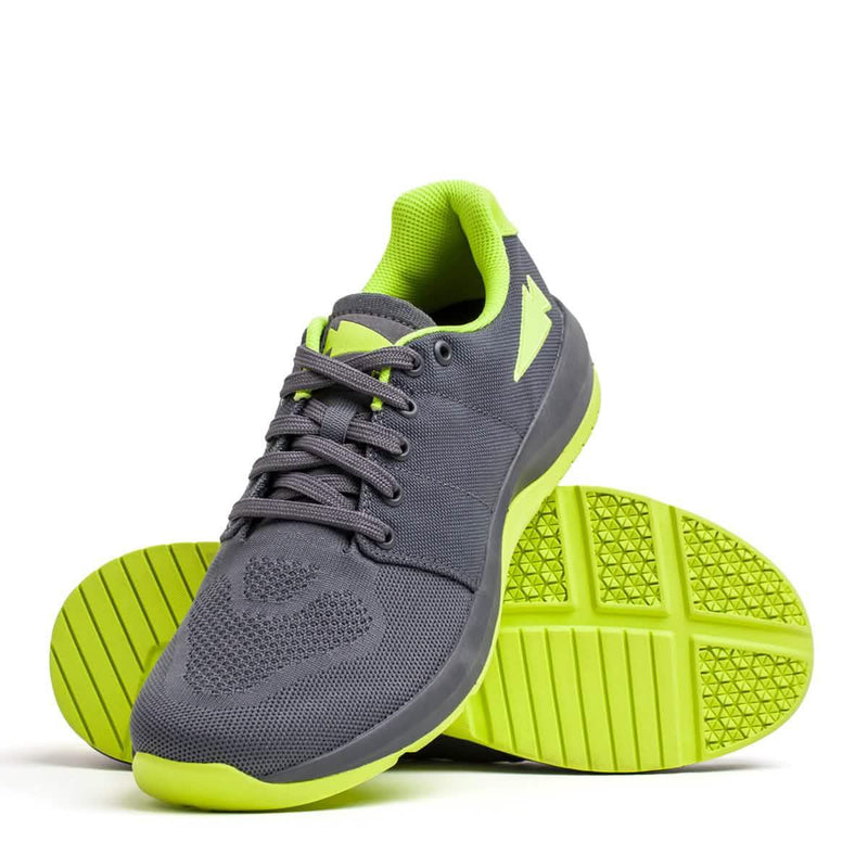 GORUCK Ballistic Trainer in wolf grey with acid lime accents, athletic rucking shoe
