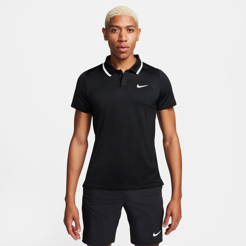 Men's Court Advantage Dri-FIT Tennis Polo in Black/White/White