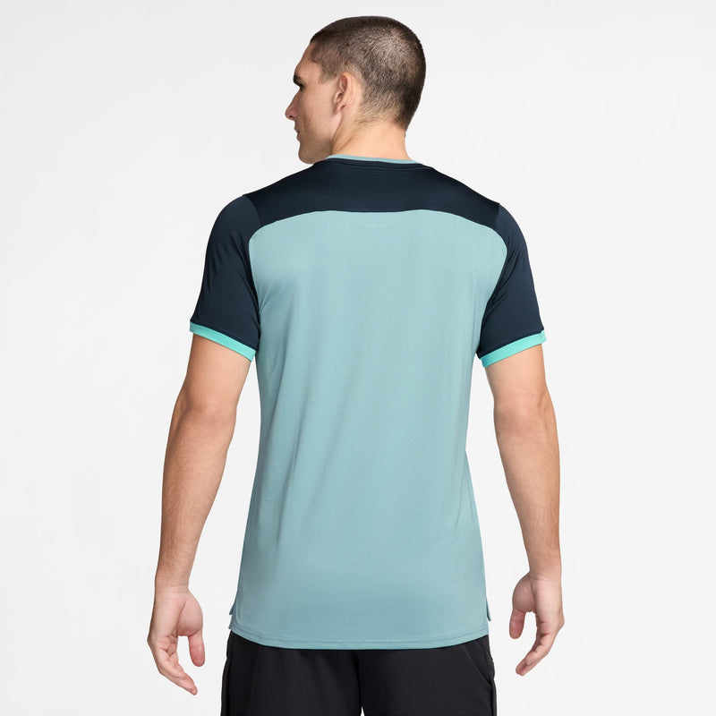 Men's Court Advantage Dri-FIT Tennis Top in Denim Turq/Armory Navy/Green Frost/White