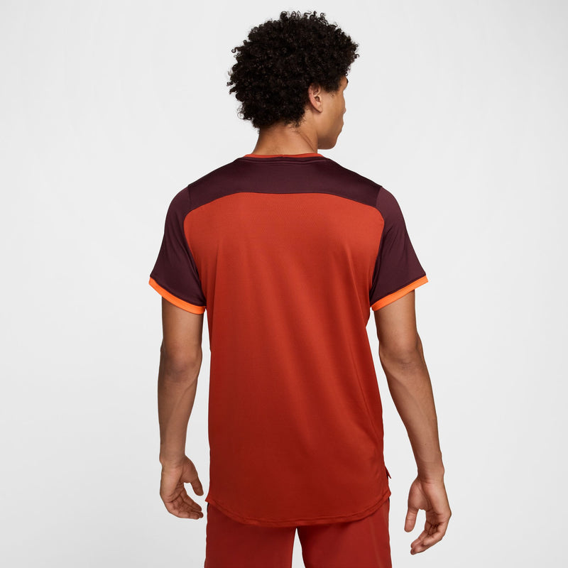 Men's Court Advantage Dri-FIT Tennis Top in Dragon Red/Burgundy Crush/White
