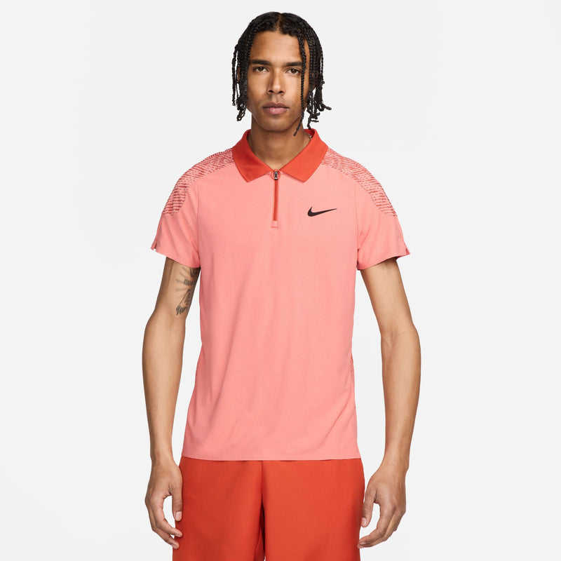 Men's Court Advantage Slam Ultimate Polo in Pink Quartz/Rust Factor/White