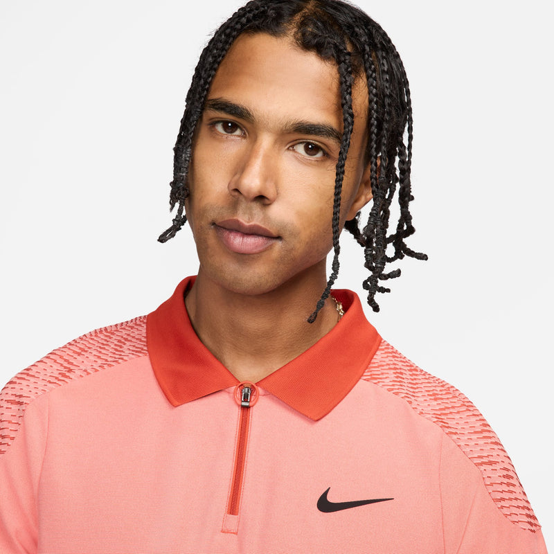 Men's Court Advantage Slam Ultimate Polo in Pink Quartz/Rust Factor/White