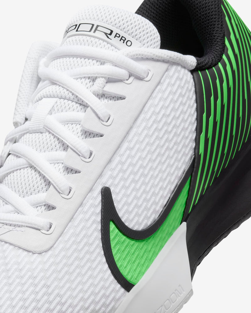 Men's Court Air Zoom Vapor Pro 2 Hard Court Tennis Shoes in White/Poison Green-Black