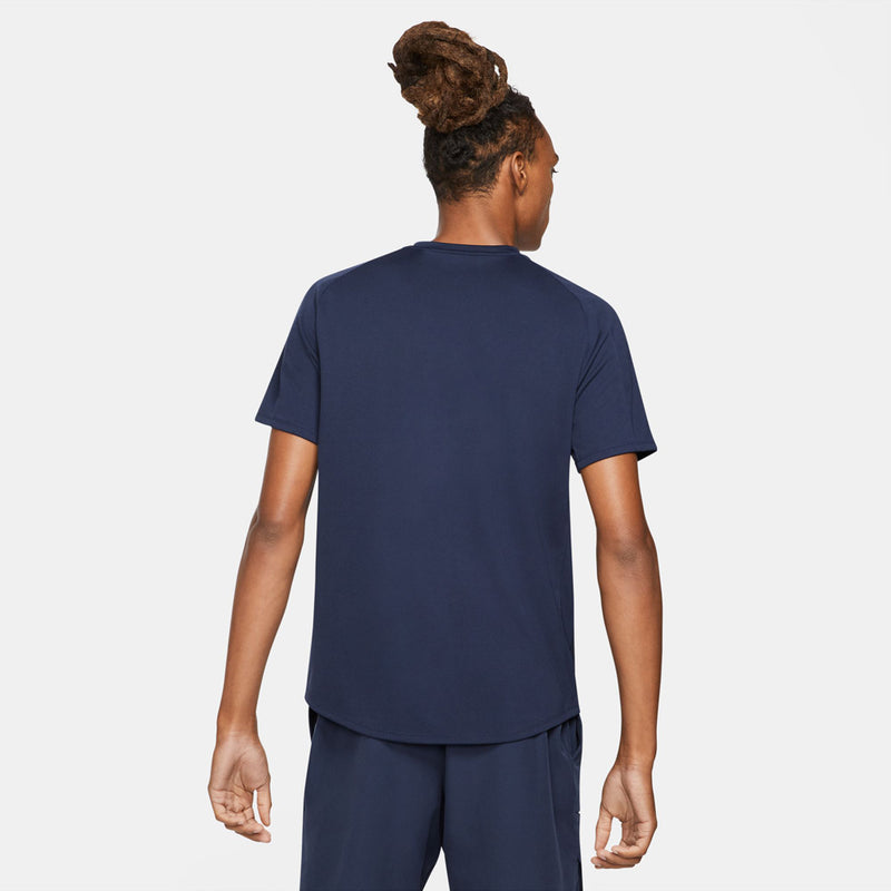 Men's Court Dri-FIT Victory Tennis Top in Obsidian/Obsidian/White