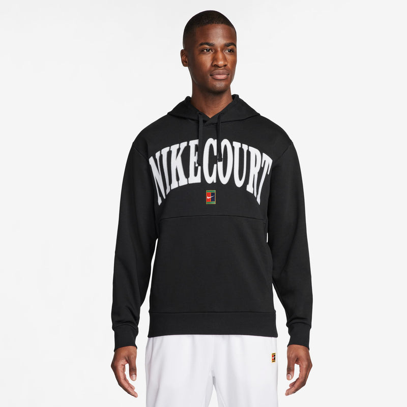Men's Court Heritage Dri-FIT Fleece Tennis Hoodie in Black/White/Flat Pewter