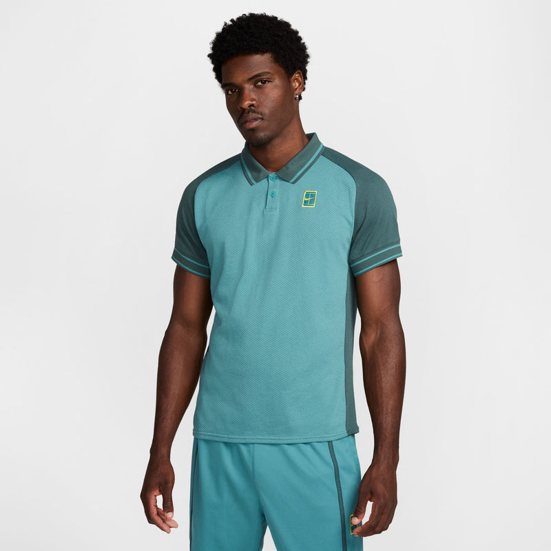 Men's Court Heritage Tennis Polo in Mineral Teal/Faded Spruce