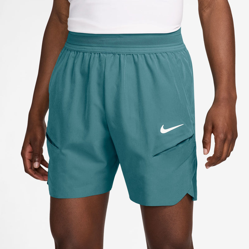 Men's Court Slam Dri-FIT Tennis Shorts in Mineral Teal/High Voltage/White