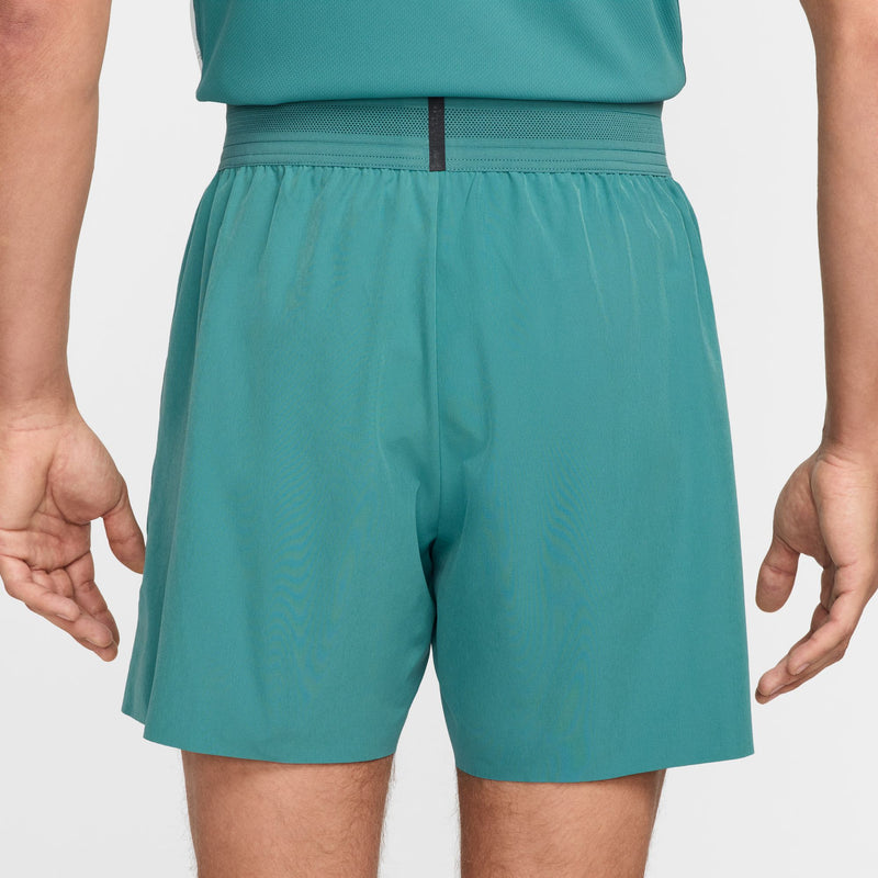 Men's Court Slam Dri-FIT Tennis Shorts in Mineral Teal/High Voltage/White
