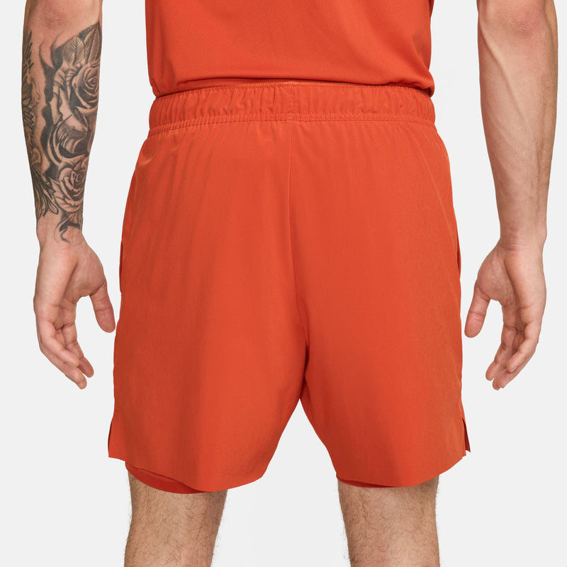 Men's Court Slam Dri-FIT Tennis Shorts in Rust Factor/Pink Quartz/White