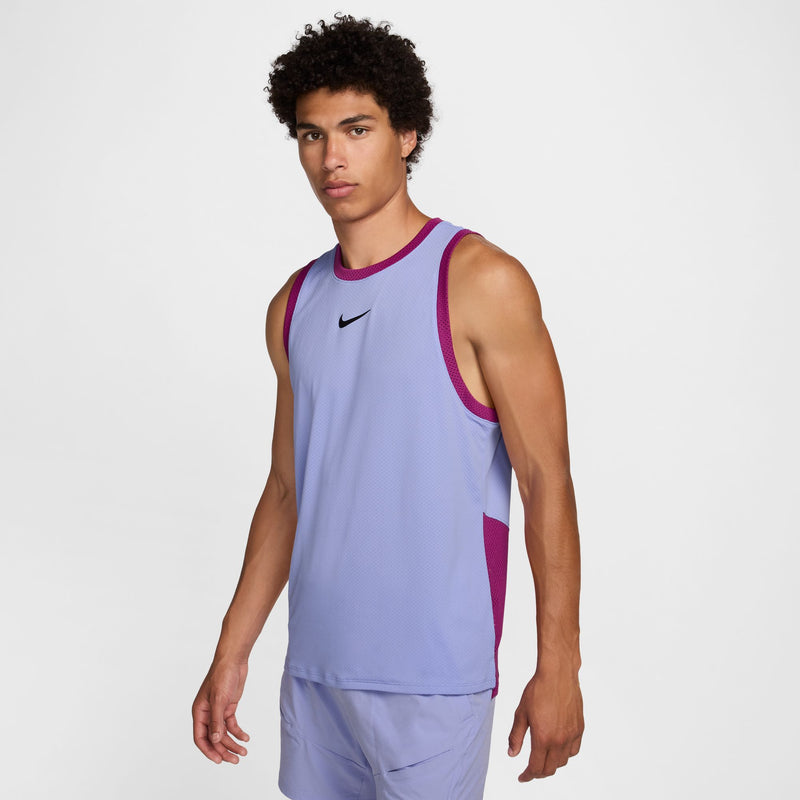 Men's Court Slam Dri-FIT Tennis Tank Top in Purple Pulse/Hot Fuchsia/Black