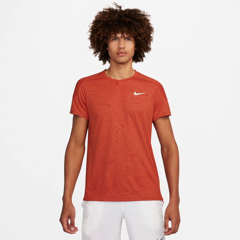 Men's Court Slam Dri-FIT Tennis Top in Rust Factor/White