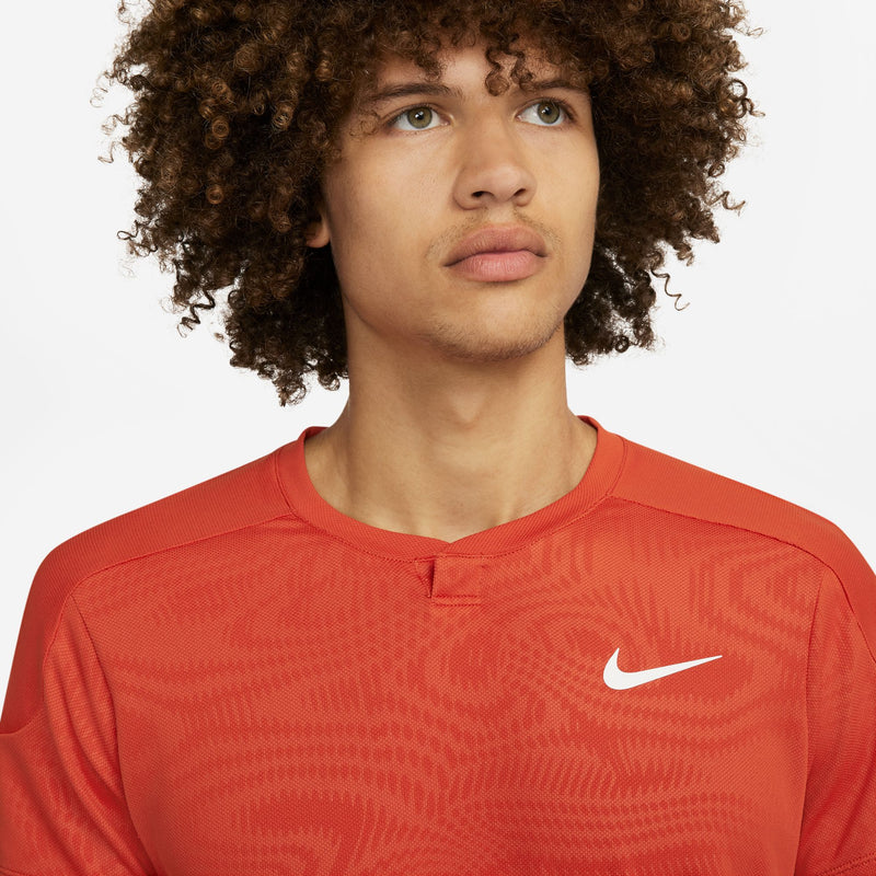 Men's Court Slam Dri-FIT Tennis Top in Rust Factor/White