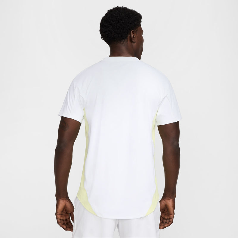Men's Court Slam Dri-FIT Tennis Top in White/Luminous Green/Medium Ash
