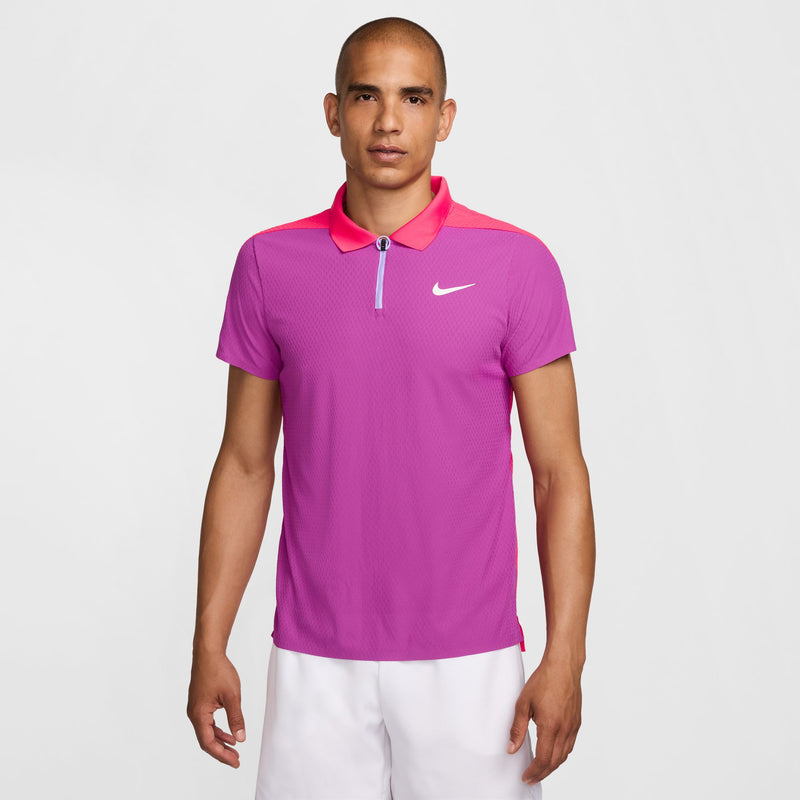 Men's Court Slam Ultimate Dri-FIT ADV Tennis Polo in Hot Fuchsia/Aster Pink/White