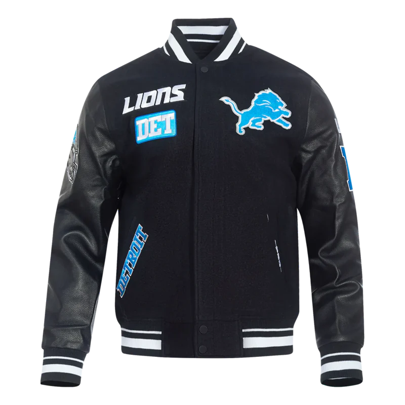 Men's Pro Standard Detroit Lions Area Code Rib Wool Varsity Jacket