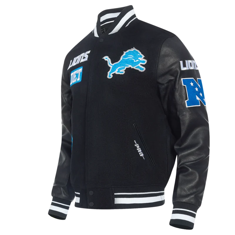 Men's Pro Standard Detroit Lions Area Code Rib Wool Varsity Jacket