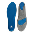 Men's sport insoles, blue top with gray underside and blue heel cushioning