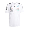 Men's white replica football jersey with black collar and sleeve stripes, crest logos.