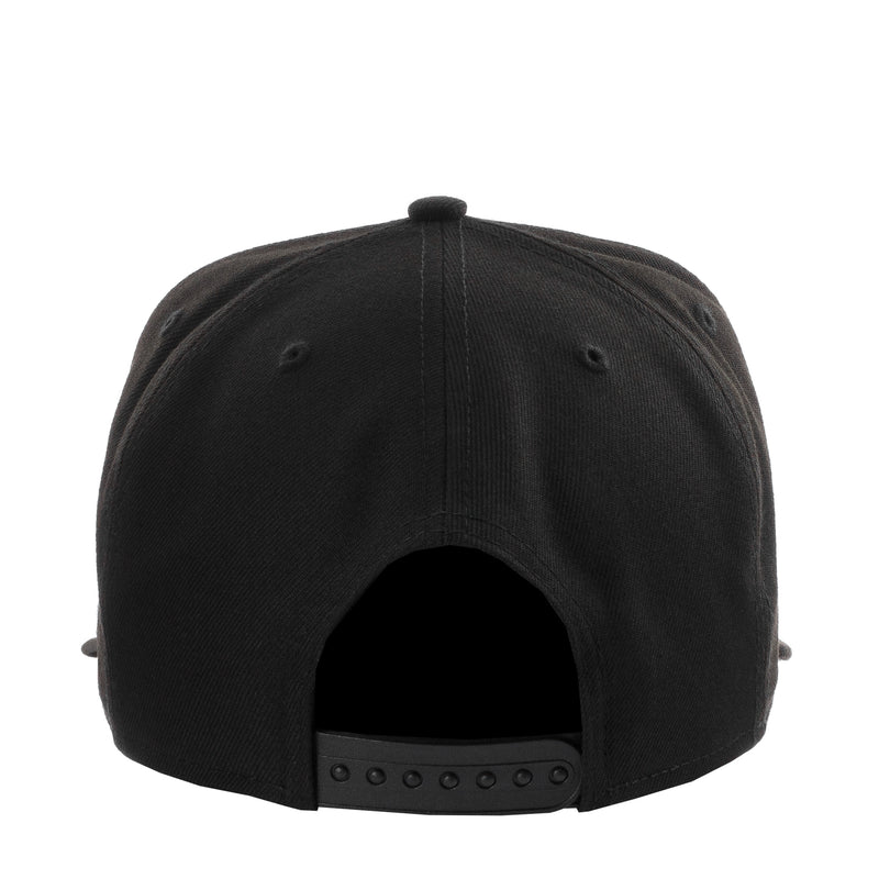 Black baseball cap back with snapback strap and ventilation eyelets