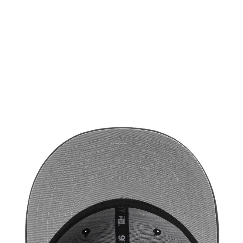 Baseball cap interior brim underside in gray with black trim