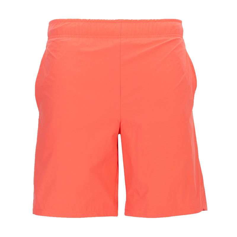 Men's coral mesh-lined woven short with elastic waistband, knee-length