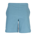 Men's mesh-lined woven shorts in light blue with elastic waistband and drawstring