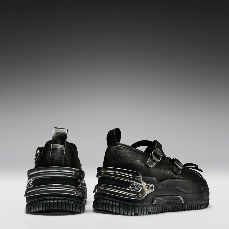 Metamorphosis Distressed Mary Janes- Charcoal back view