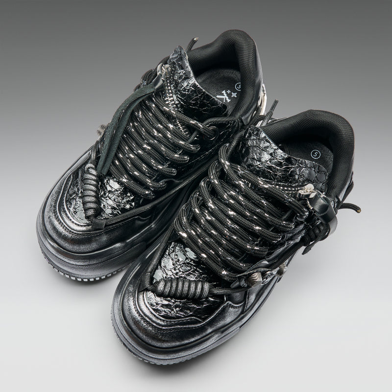 Metamorphosis Distressed Platform Trainers - Charcoal - Top View