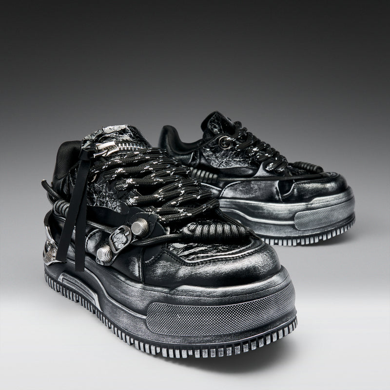 Metamorphosis Distressed Platform Trainers - Charcoal - Main View