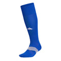 Royal blue knee-high athletic sock with white logo