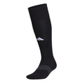 Black crew socks with gray toe/heel and white/purple logo