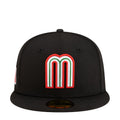 Black baseball cap with embroidered tricolor Mexico M front design