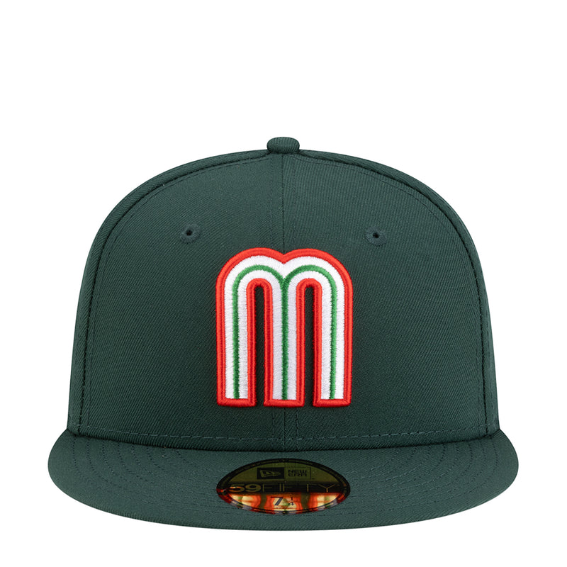 Dark green baseball cap with multicolor Mexico M logo patch on front