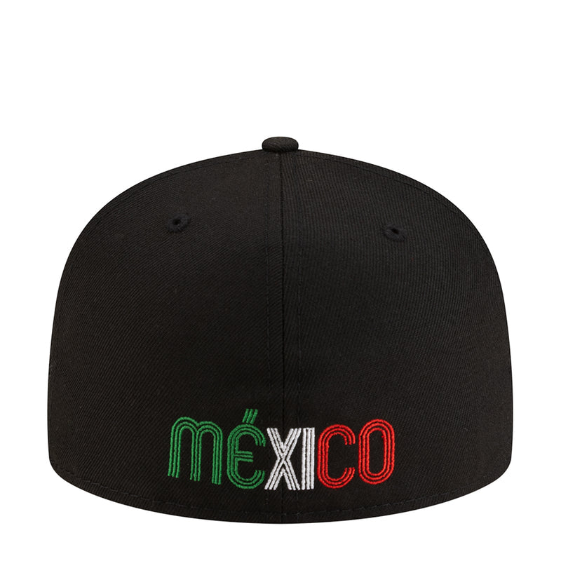Black baseball cap with green and red MEXICO text embroidery front