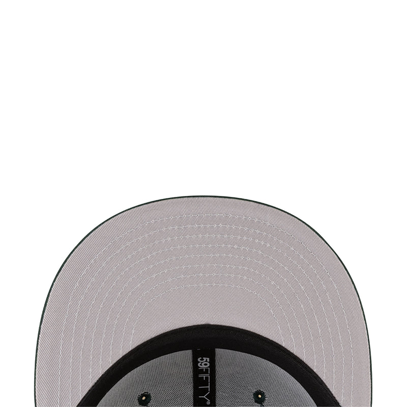 Light gray baseball cap crown with black inner band and textured stitching