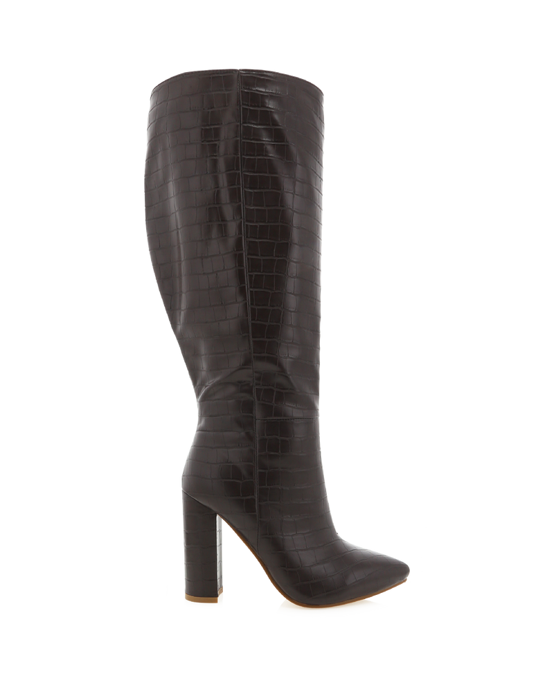 MILLA CURVE - CHOCOLATE CROC-Boots-Billini-BILLINI USA