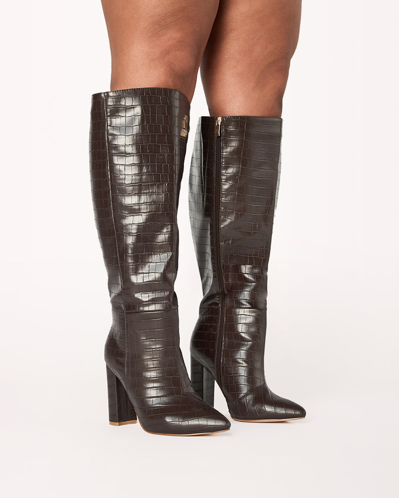 MILLA CURVE - CHOCOLATE CROC-Boots-Billini-BILLINI USA