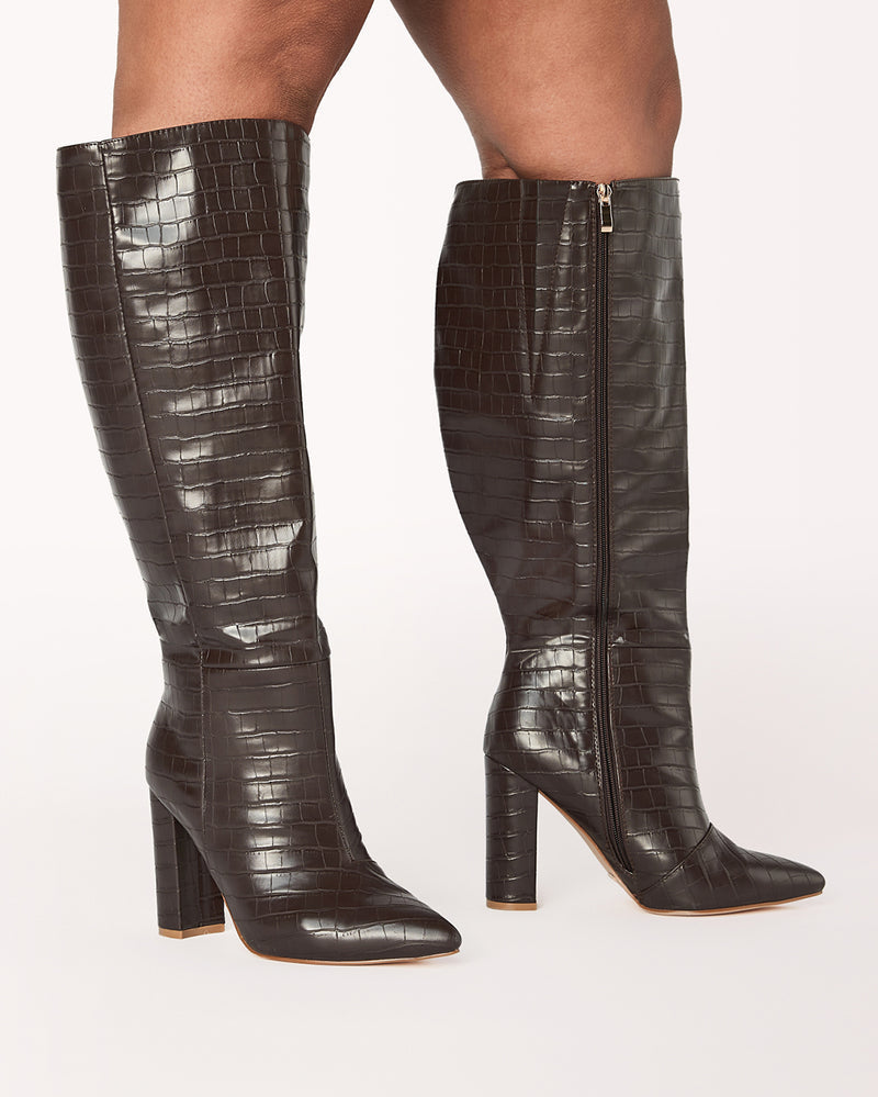 MILLA CURVE - CHOCOLATE CROC-Boots-Billini-BILLINI USA