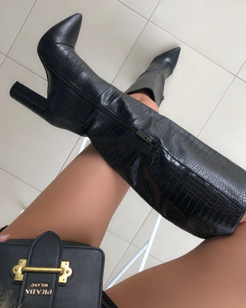 MILLA WIDE FIT - BLACK CROC-Boots-Billini-BILLINI USA