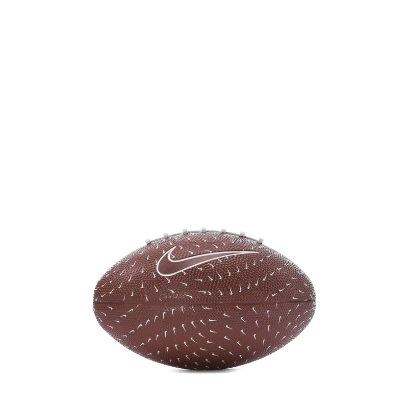Mini playground football in dark brown with white stitch pattern and white Nike swoosh