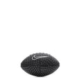 Black mini football with white Nike swoosh and textured grip pattern