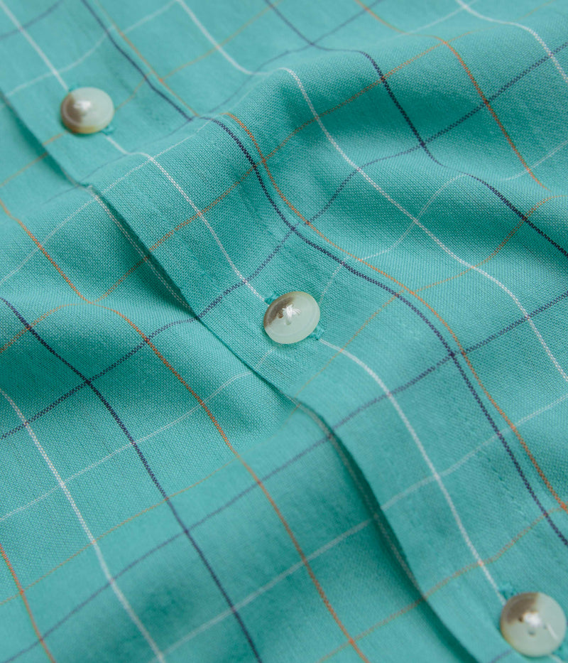 Mollusk Summer Shirt in Cyan Windowpane