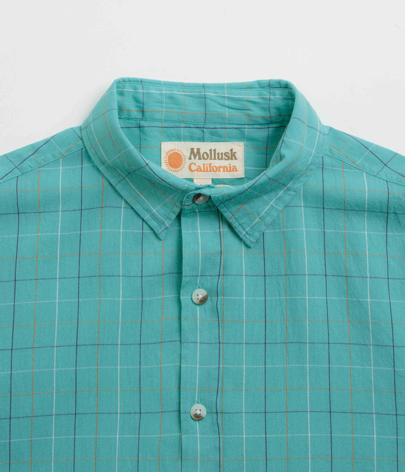 Mollusk Summer Shirt in Cyan Windowpane