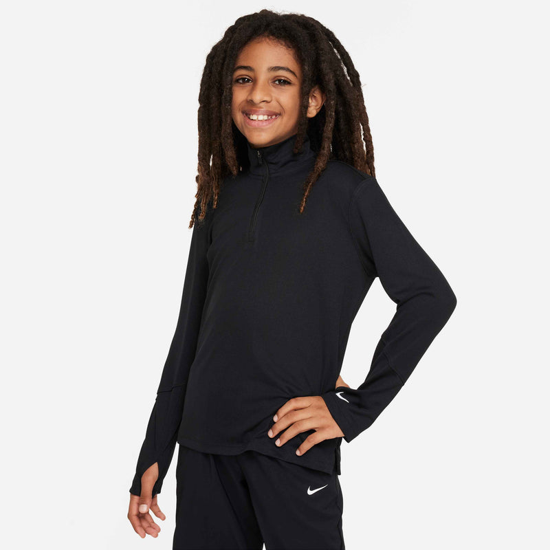 Multi Big Kids' (Boys') Dri-FIT UV Long-Sleeve 1/2-Zip Top in Black/Reflective Silv