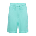 Youth mesh athletic shorts in turquoise/teal with drawstring waist and relaxed fit