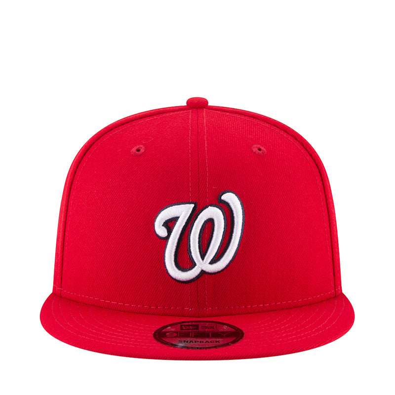 Red baseball cap with embroidered W logo, curved brim