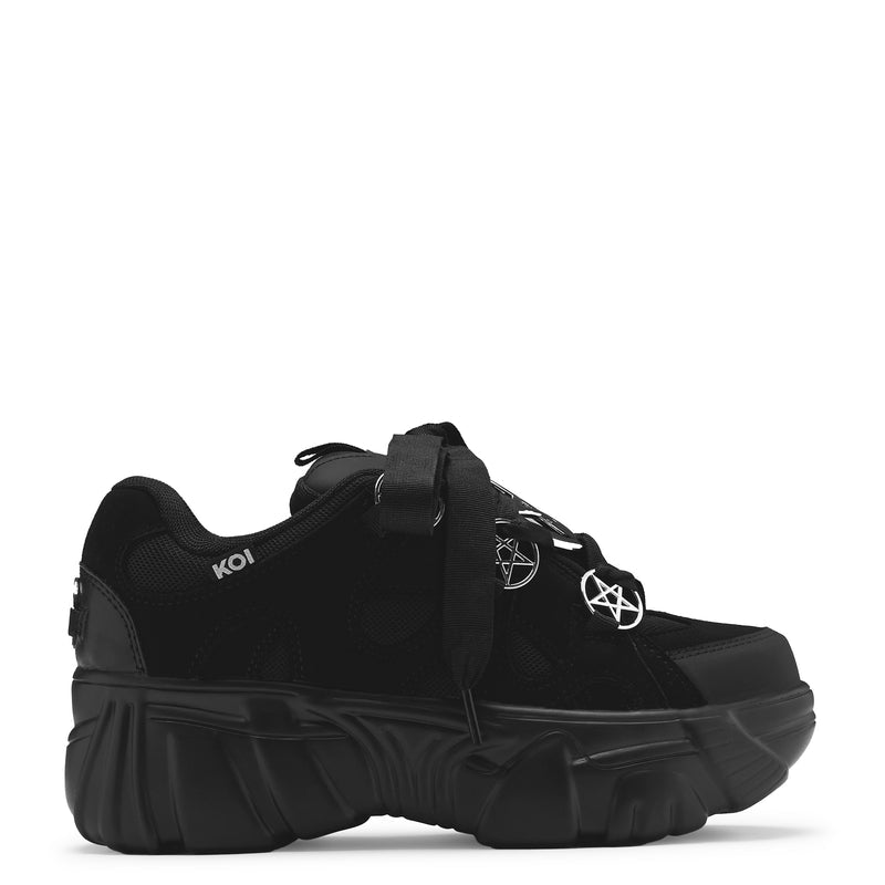 Black Chunky Platform Trainers - single